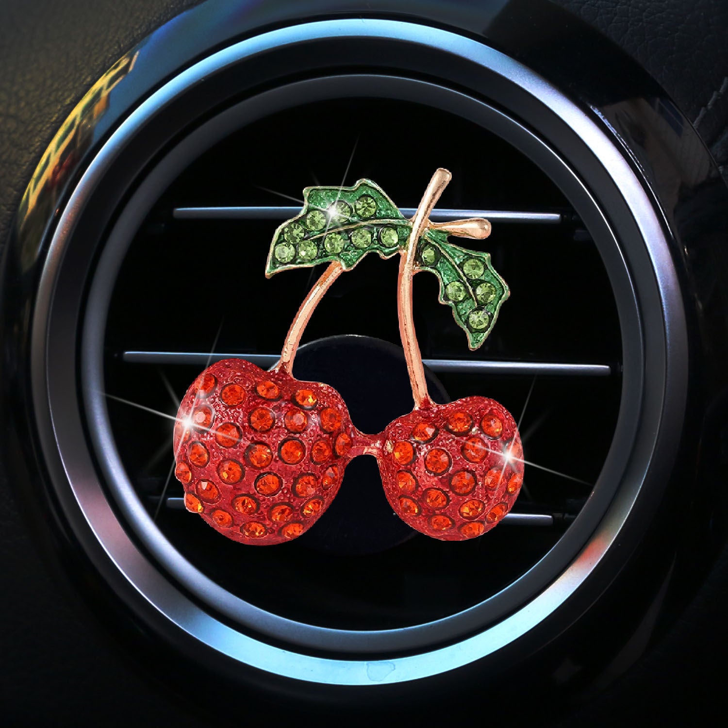 Wholesale Rhinestone cherry car air conditioning vent aromatherapy decoration car fragrance clip